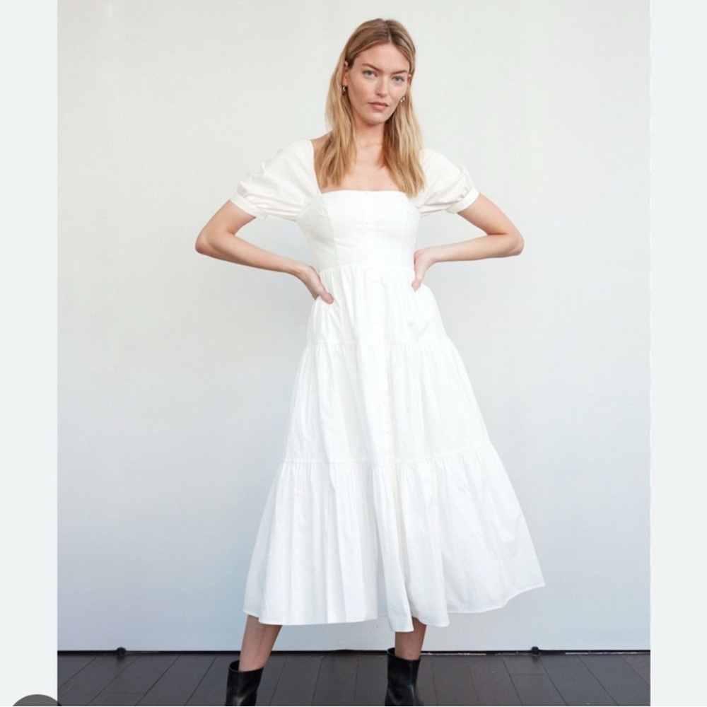 Billie the Label White Cotton Midi Dress